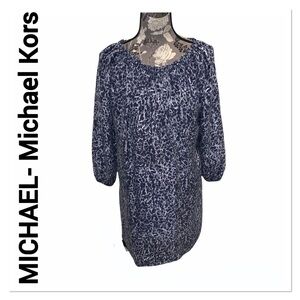 MICHAEL KORS Blue Animal Print Silk Dress size small